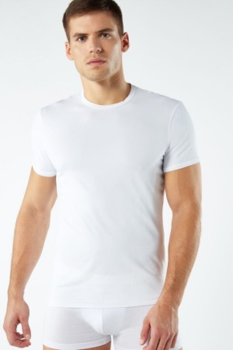 Intimissimi Microfiber T-shirt Hvide | LDKSX81164